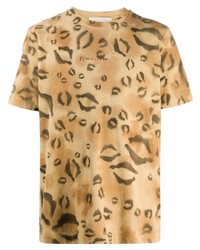Мужская светло-коричневая футболка с круглым вырезом с леопардовым принтом от 1017 Alyx 9Sm