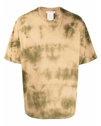 Мужская светло-коричневая футболка с круглым вырезом с принтом тай-дай от Acne Studios