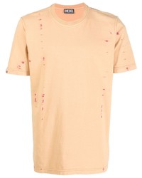 Мужская светло-коричневая футболка с круглым вырезом с принтом тай-дай от Diesel