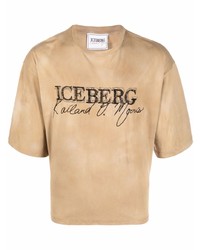 Мужская светло-коричневая футболка с круглым вырезом с принтом тай-дай от Iceberg