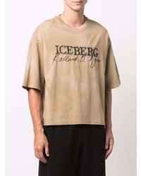 Мужская светло-коричневая футболка с круглым вырезом с принтом тай-дай от Iceberg
