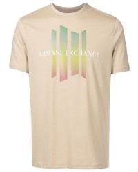 Мужская светло-коричневая футболка с круглым вырезом с принтом от Armani Exchange