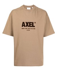 Мужская светло-коричневая футболка с круглым вырезом с принтом от Axel Arigato