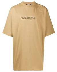 Мужская светло-коричневая футболка с круглым вырезом с принтом от Balenciaga