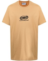Мужская светло-коричневая футболка с круглым вырезом с принтом от Blood Brother