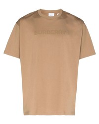 Мужская светло-коричневая футболка с круглым вырезом с принтом от Burberry