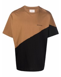 Мужская светло-коричневая футболка с круглым вырезом с принтом от Buscemi