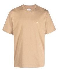 Мужская светло-коричневая футболка с круглым вырезом с принтом от Buscemi