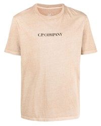Мужская светло-коричневая футболка с круглым вырезом с принтом от C.P. Company