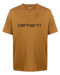 Мужская светло-коричневая футболка с круглым вырезом с принтом от Carhartt WIP