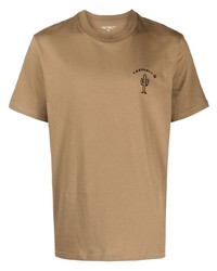 Мужская светло-коричневая футболка с круглым вырезом с принтом от Carhartt WIP