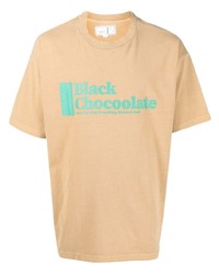 Мужская светло-коричневая футболка с круглым вырезом с принтом от Chocoolate
