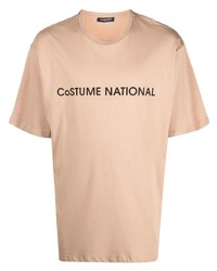Мужская светло-коричневая футболка с круглым вырезом с принтом от costume national contemporary