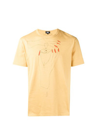 Мужская светло-коричневая футболка с круглым вырезом с принтом от Dust