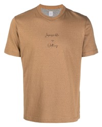 Мужская светло-коричневая футболка с круглым вырезом с принтом от Eleventy