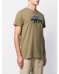 Мужская светло-коричневая футболка с круглым вырезом с принтом от Patagonia