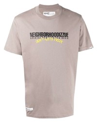 Мужская светло-коричневая футболка с круглым вырезом с принтом от Izzue