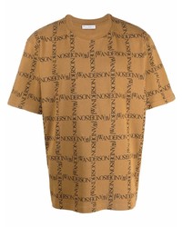 Мужская светло-коричневая футболка с круглым вырезом с принтом от JW Anderson