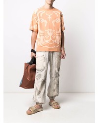 Мужская светло-коричневая футболка с круглым вырезом с принтом от Kenzo