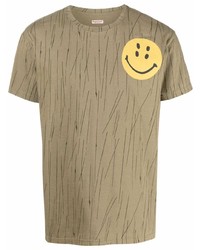 Мужская светло-коричневая футболка с круглым вырезом с принтом от KAPITAL