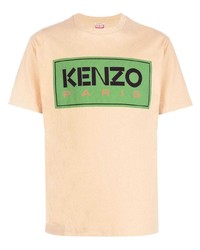 Мужская светло-коричневая футболка с круглым вырезом с принтом от Kenzo