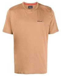 Мужская светло-коричневая футболка с круглым вырезом с принтом от Kiton