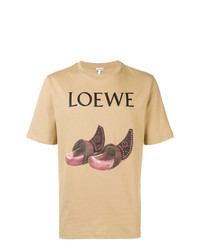 Мужская светло-коричневая футболка с круглым вырезом с принтом от Loewe