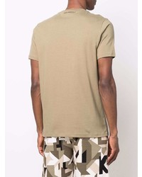 Мужская светло-коричневая футболка с круглым вырезом с принтом от Karl Lagerfeld