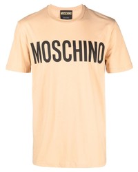 Мужская светло-коричневая футболка с круглым вырезом с принтом от Moschino