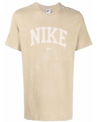Мужская светло-коричневая футболка с круглым вырезом с принтом от Nike