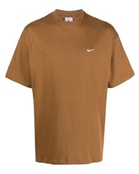 Мужская светло-коричневая футболка с круглым вырезом с принтом от Nike