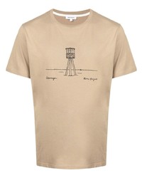 Мужская светло-коричневая футболка с круглым вырезом с принтом от Norse Projects
