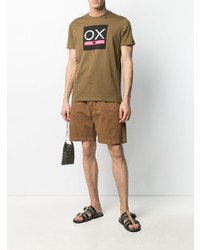 Мужская светло-коричневая футболка с круглым вырезом с принтом от PS Paul Smith
