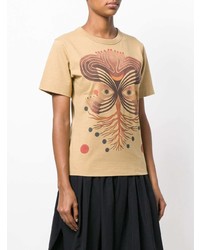 Женская светло-коричневая футболка с круглым вырезом с принтом от Chloé