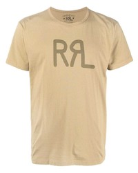 Мужская светло-коричневая футболка с круглым вырезом с принтом от Ralph Lauren RRL