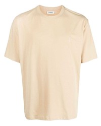 Мужская светло-коричневая футболка с круглым вырезом с принтом от Sandro