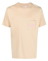Мужская светло-коричневая футболка с круглым вырезом с принтом от Universal Works