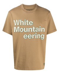 Мужская светло-коричневая футболка с круглым вырезом с принтом от White Mountaineering