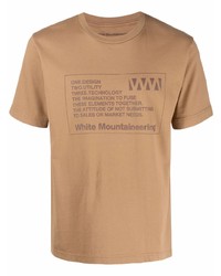 Мужская светло-коричневая футболка с круглым вырезом с принтом от White Mountaineering