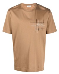 Мужская светло-коричневая футболка с круглым вырезом с принтом от Z Zegna
