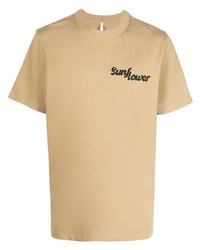 Мужская светло-коричневая футболка с круглым вырезом с цветочным принтом от Sunflower