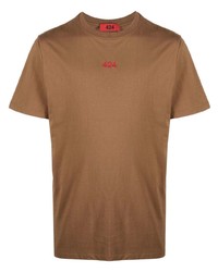 Мужская светло-коричневая футболка с круглым вырезом от 424