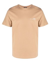 Мужская светло-коричневая футболка с круглым вырезом от A.P.C.
