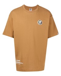 Мужская светло-коричневая футболка с круглым вырезом от AAPE BY A BATHING APE