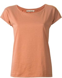 Женская светло-коричневая футболка с круглым вырезом от Acne Studios