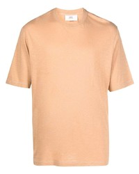 Мужская светло-коричневая футболка с круглым вырезом от Ami Paris