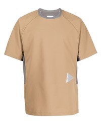 Мужская светло-коричневая футболка с круглым вырезом от And Wander