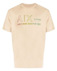 Мужская светло-коричневая футболка с круглым вырезом от Armani Exchange