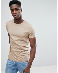 Мужская светло-коричневая футболка с круглым вырезом от ASOS DESIGN