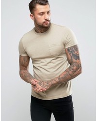 Мужская светло-коричневая футболка с круглым вырезом от Asos
